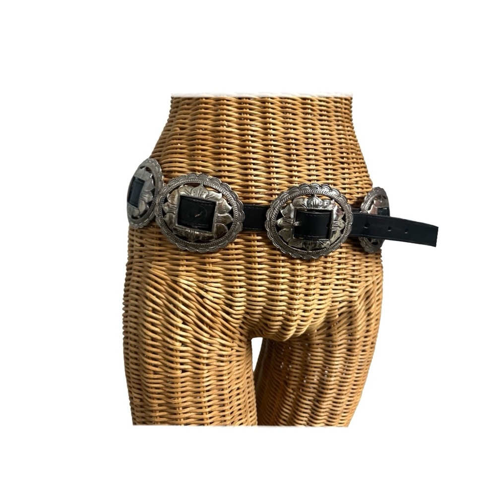 Vintage Brighton Black and Silver Women's Concho Belt